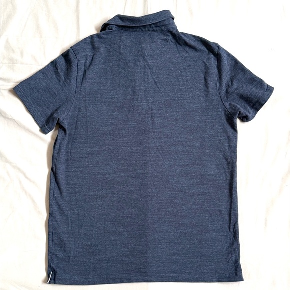 Banana Republic Mens Performance Pique Polo Shirt Navy Blue Heather Large Pocket - Picture 2 of 5